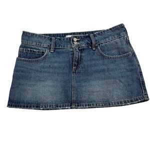 Low rise Hollister Denim Skirt Womens 8 W29 Floral Embroidered Y2K Mini Micro